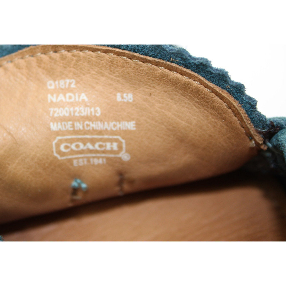 Coach Nadia Driver Loafers Women's 8.5 B Teal Suede Leather Slip On Tassel Bow - Picture 4 of 8